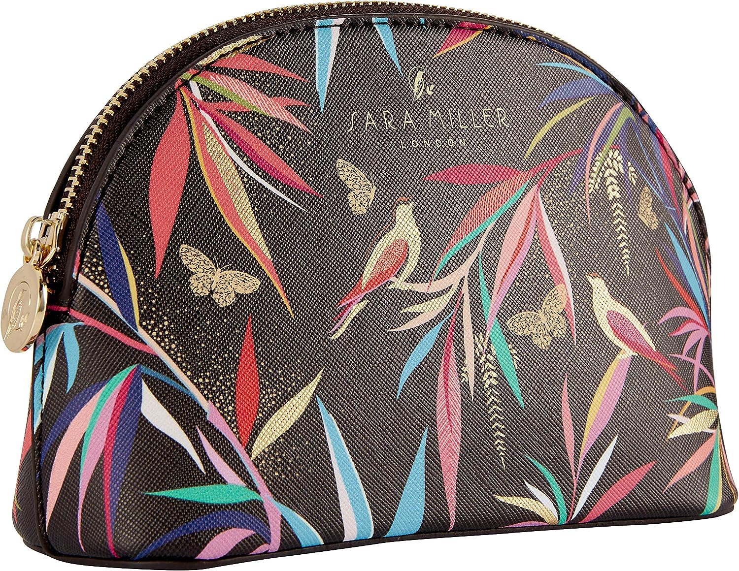 Sara Miller London Cosmetic Bag, Zip Pull Toiletry, Beauty Organiser, Vegan Leather in Black, Small, Beauty Accessory, Cruelty Friendly, Gift For Her, 17 x 6.2 x 12.5cm