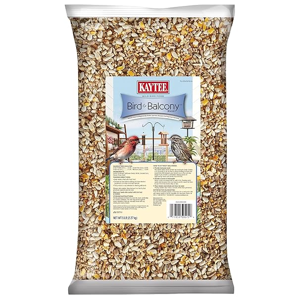 KAYTEE BIRD & BALCONY WILD BIRD FOOD NO MESS SEED BLEND FOR CITY DWELLING BIRDS LIKE FINCHES, SPARROWS, MOURNING DOVES AND MORE, 5 LB