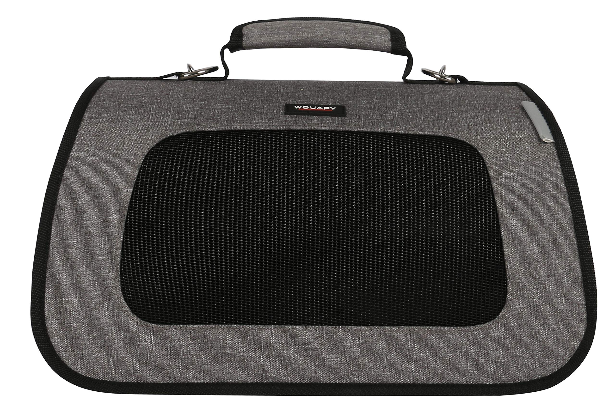 Wouapy – Foldable Bag for Dogs and Cats – Durable Nylon Fabric Transport Bag – Large Nets for Maximum Ventilation – Design, Practical & Comfortable – Size Medium – Grey