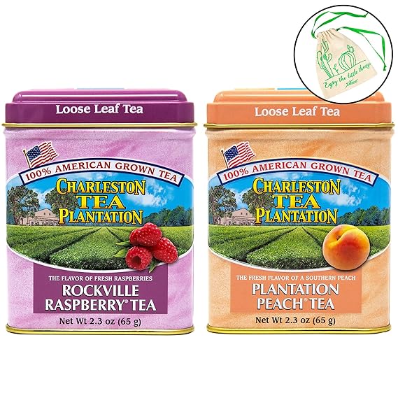 Charleston Tea Plantation Loose Leaf Herbal Tea Set of 2 Plantation Peach, and