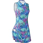 FREEYE Womens Sleeveless Golf Tennis Dresses with Inner Shorts＆Pockets for Workout Exercise
