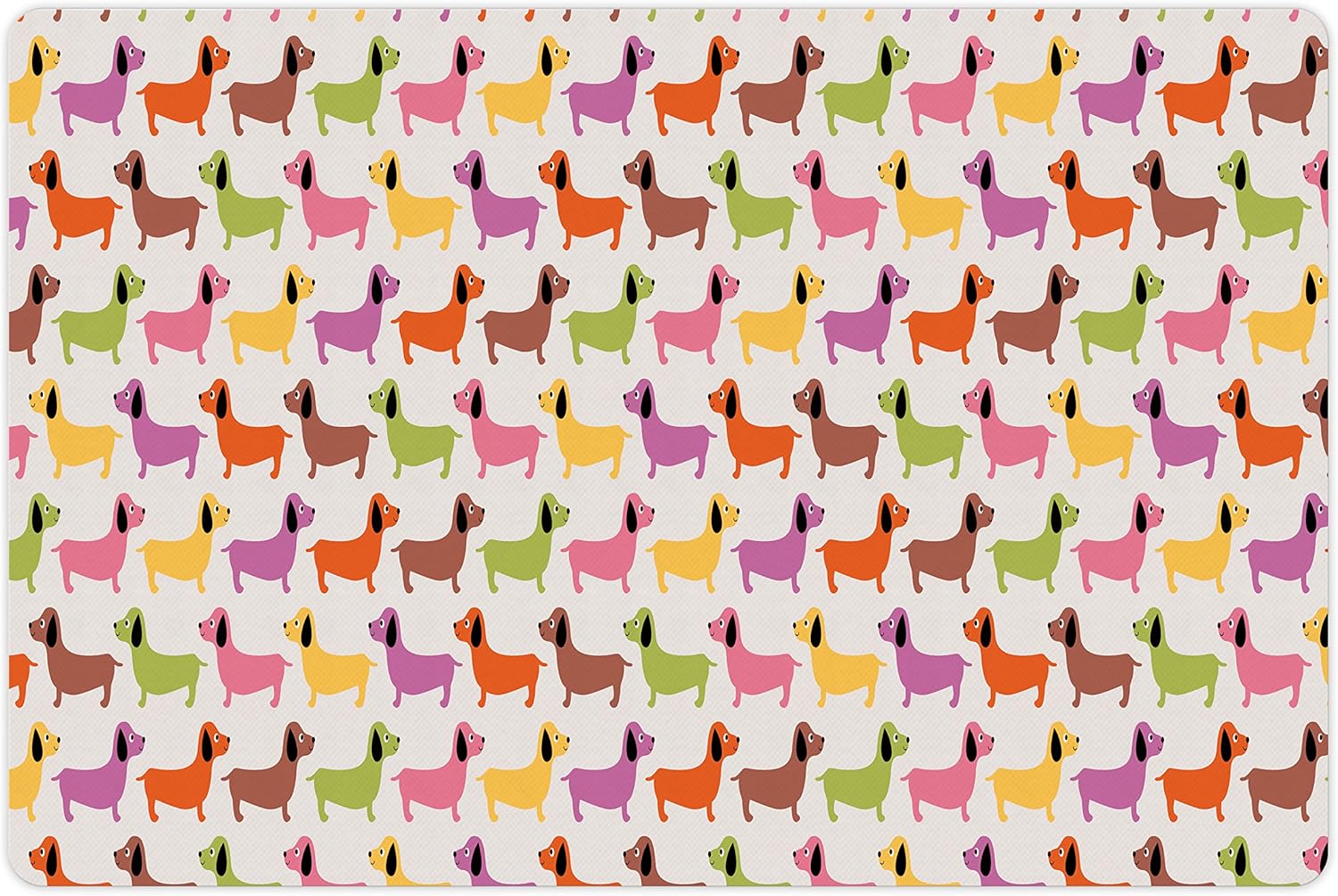 Ambesonne Pet Mat for Food and Water, Rectangle Non-Slip Rubber Mat for Dogs and Cats