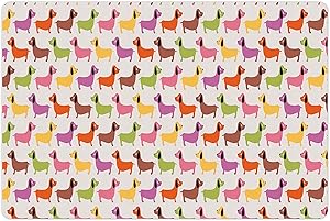 Ambesonne Pet Mat for Food and Water, Rectangle Non-Slip Rubber Mat for Dogs and Cats