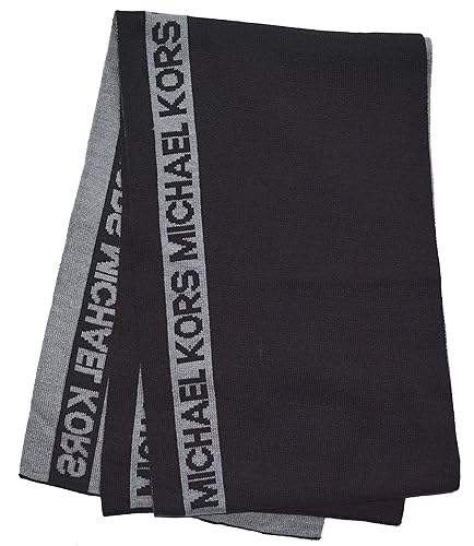 Michael Kors Mens Side Stripe Muffler Scarf Black, Grey in Oman