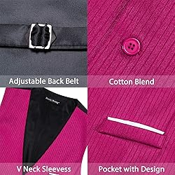 Barry.Wang Mens Hot Pink Formal Vest Striped Casual