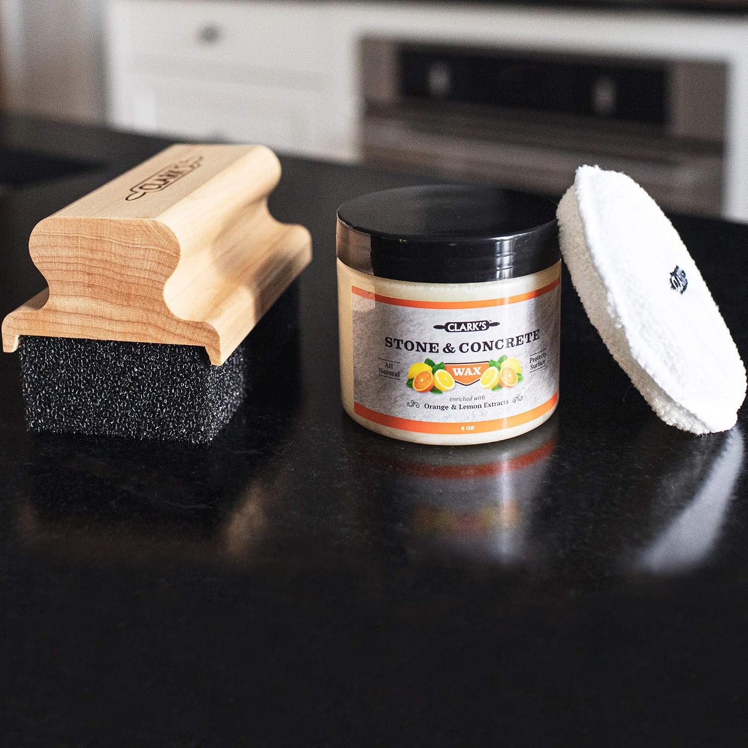 CLARK'S Finishing Kit for Soapstone, Slate and Concrete Countertops, Includes Wax, Large Applicator and Buffing Pad - Image 3