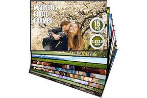 JUZARI 15 Pack 2.5x3.5 Magnetic Picture Frames for Refrigerator Wallet - Small Magnet Picture Frames for Fridge Magnetic Photo Sleeves Locker Magnet Frames Magnetic Photo Pockets Magnetic Picture Holder