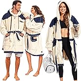 KOOETTS Wearable Blanket Hoodie with Zipper | Sherpa Fleece & Denim Jacket with Hood | Zip Up Hooded Blanket Adult | for Men and Women Indoor & Outdoor Use
