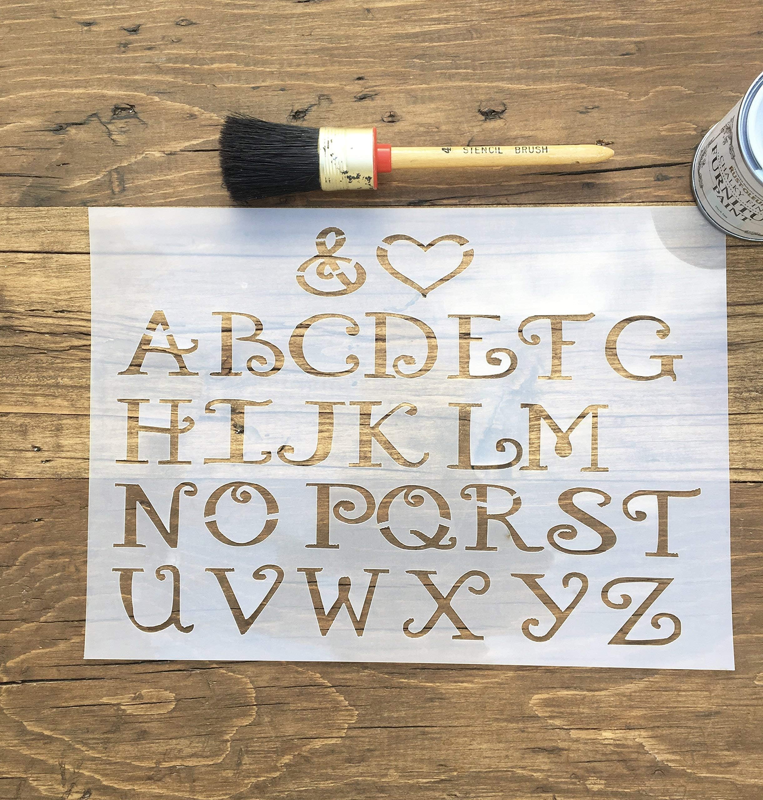 Fancy A-Z Letters & Heart Stencil, A3 125 or 190 stencil film