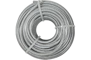 LIFSTAR 1/8-in Coated to 3/16-in x 50-ft Galvanized-Vinyl Steel Cable 7x7; Safe Working Load 340 lbs Wire Rope; Used in Garage Doors, Winches, Fence, and Tie Down Applications