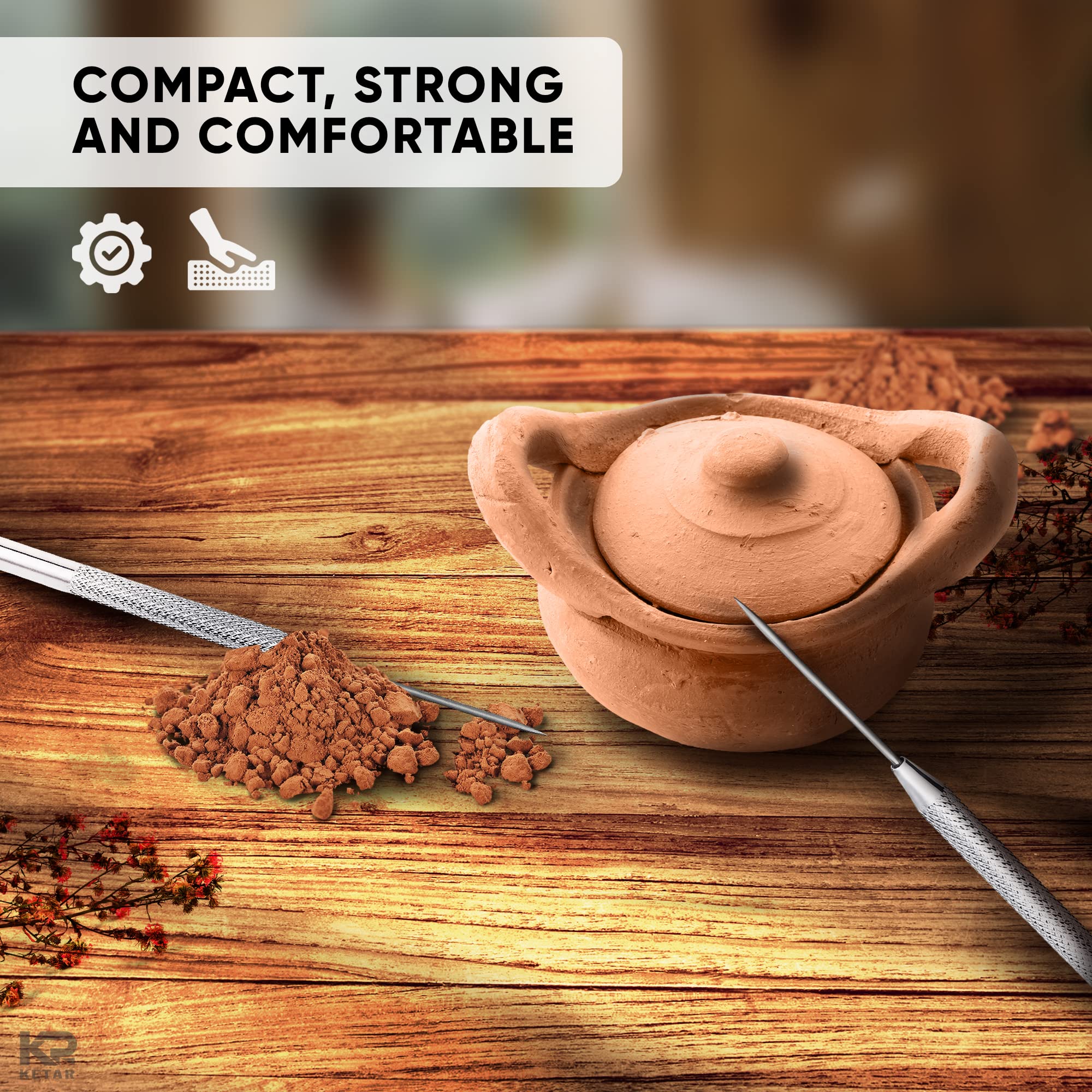 KETAR 4Pcs Pottery Needle Tool – 6.3 Inches Needle Tools for Clay, Durable Stainless Steel Tips, Non-Slip Grip & Protective Sleeve, Easy to Clean for Ceramics, Sculpting, DIY Craft & Detailed Carving