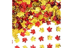 WHITEEN POP Fall Party Table Scatter Confetti - Thanksgiving Day Maple Leaves Autumn Party Foil Metallic Sequins Confetti Carnival Party Sprinkles Confetti Decorations, 60g
