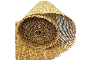 MINHKUST 14" Width Natural Dark Square Rattan Cane Webbing Roll 5 Feet Length for Caning Projects | Pre-Woven Radio Mesh Cane Webbing Sheet for Furniture, Chair, Table, Ceiling (5 FEET)