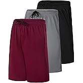 Real Essentials 3 Pack: Men’s 9" Mesh Basketball Shorts | Long Athletic Performance Gym Short with Pockets (S-3X)