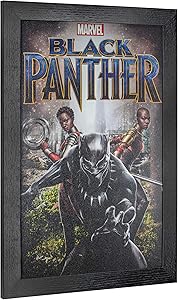 Officially Licensed Marvel Comics Black Panther Movie Poster Framed Wall Art (19” H x 13” L)