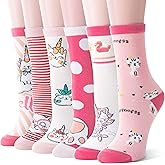 Kids Girls Cotton Socks Soft Novelty Socks Cute Animal Pattern 6 Pairs