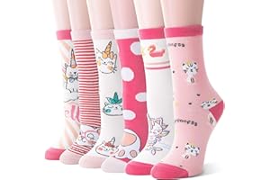 SANDSUCED Kids Girls Cotton Socks Soft Novelty Socks Cute Animal Pattern 6 Pairs