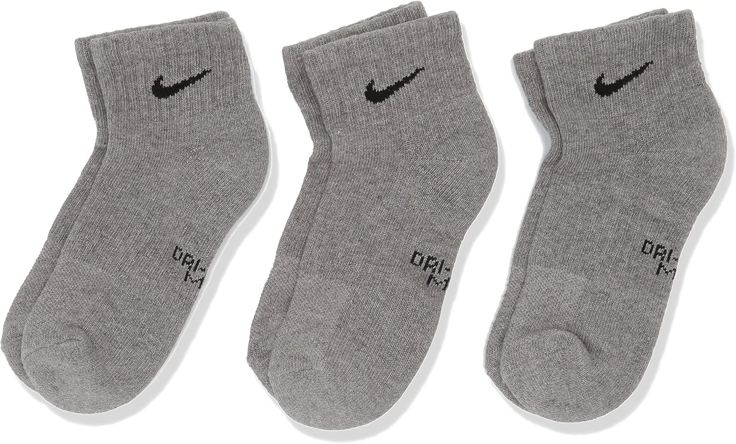 NikyeNike Kids Performance Cushioned Quarter Socks (3 Pair) Dark