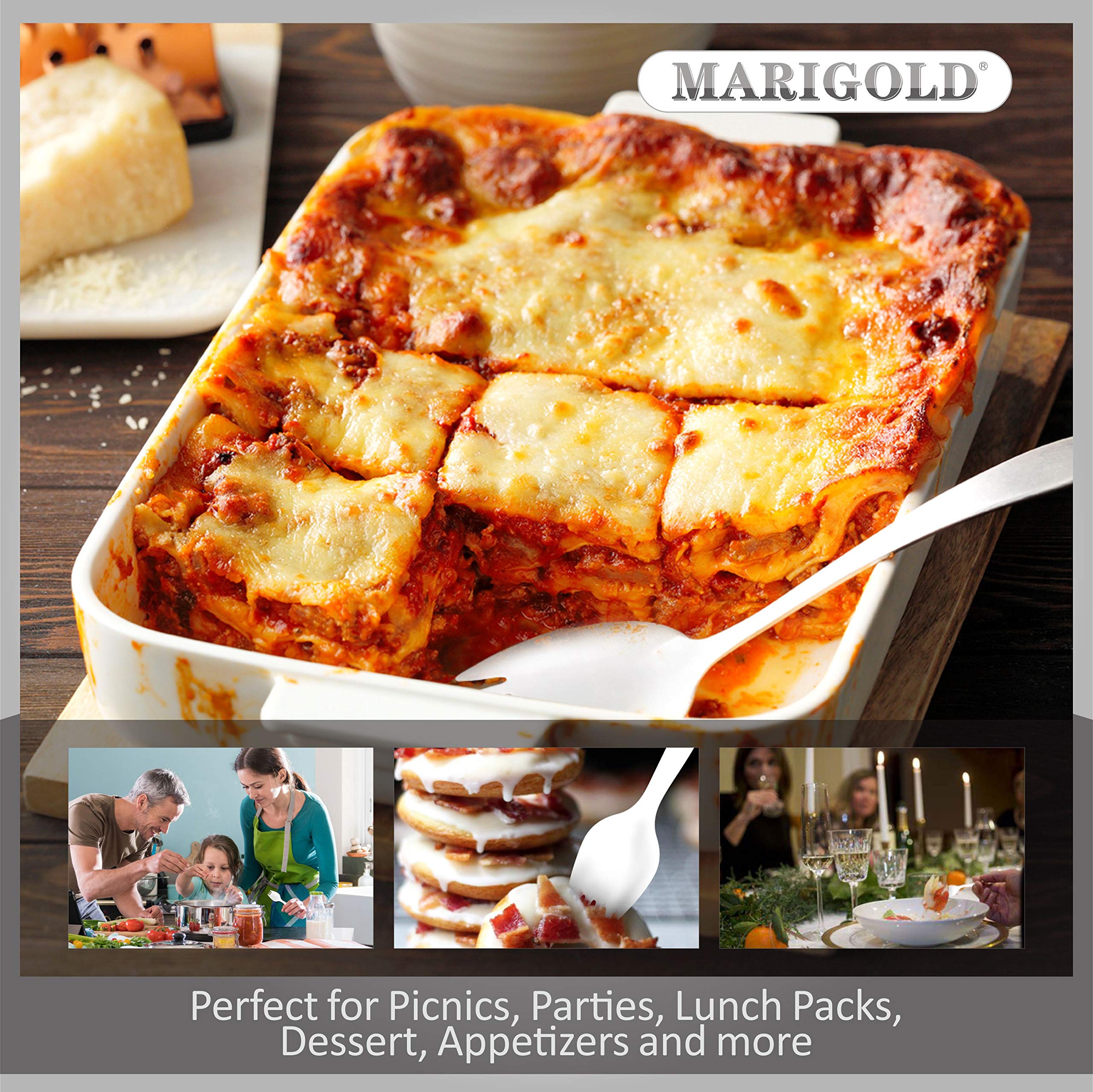 Heavy-weight Disposable Sporks 300Pk BPA-Free - MARIGOLD Recyclable cutlery, Eco-Friendly and Kid-Safe Utensils, Great for School Lunch, Picnics or Restaurant and Party Supply Spoons and Forks