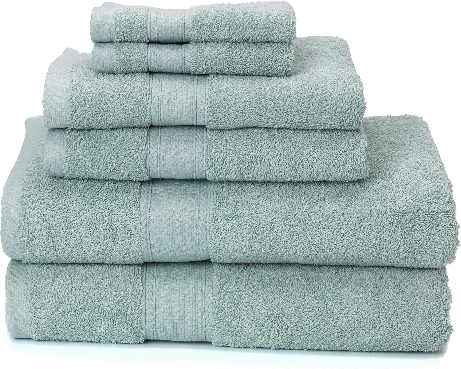 Premium Bamboo Cotton 6-Piece Towel Set (2 Bath Towels, 2 Hand Towels and 2 Washcloths) - Natural, Ultra Absorbent and Eco-Friendly (Duck Egg): Kitchen & Dining