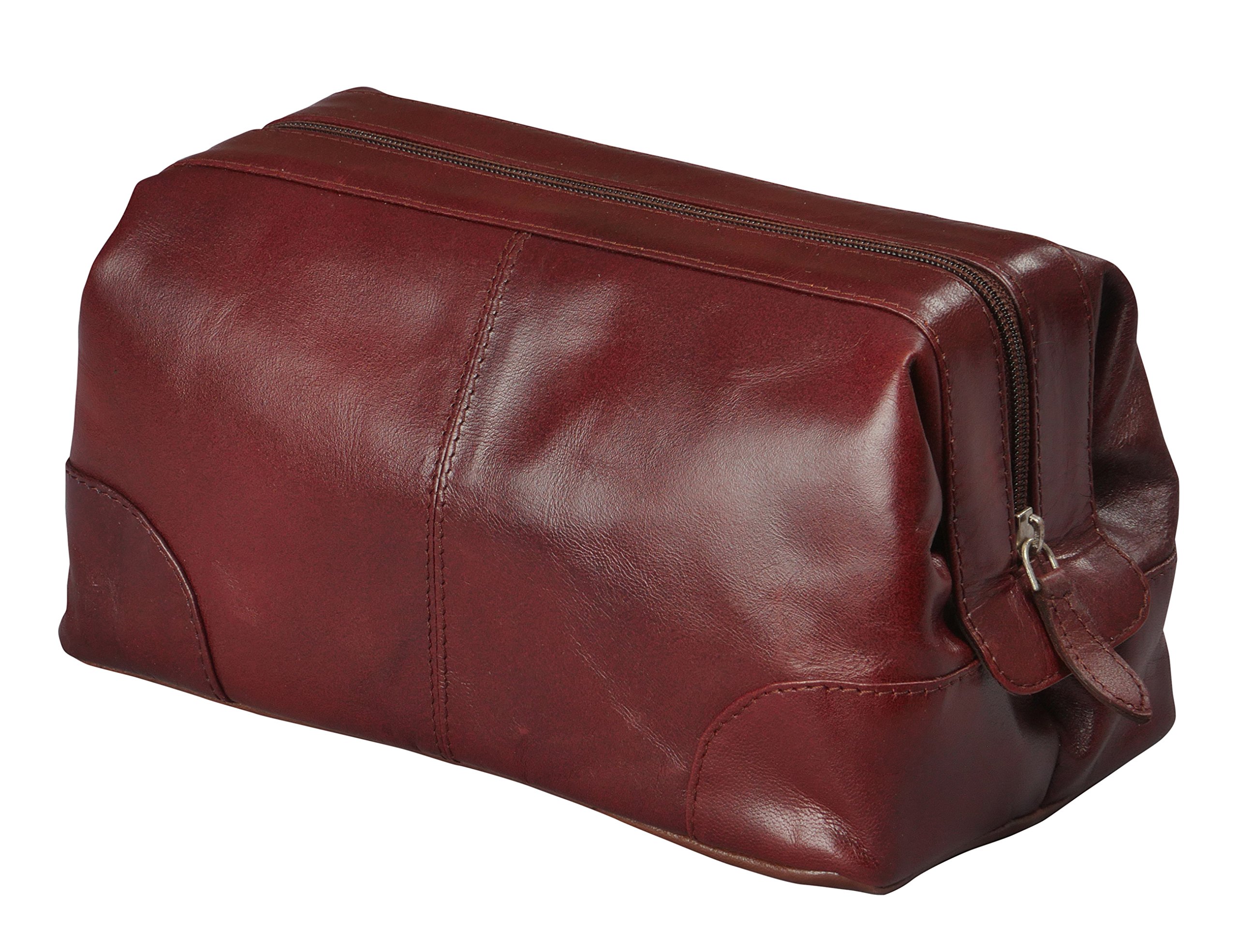 Mens Genuine Vintage Leather Toiletry Bag Shaving Dopp Kit Travel Bag
