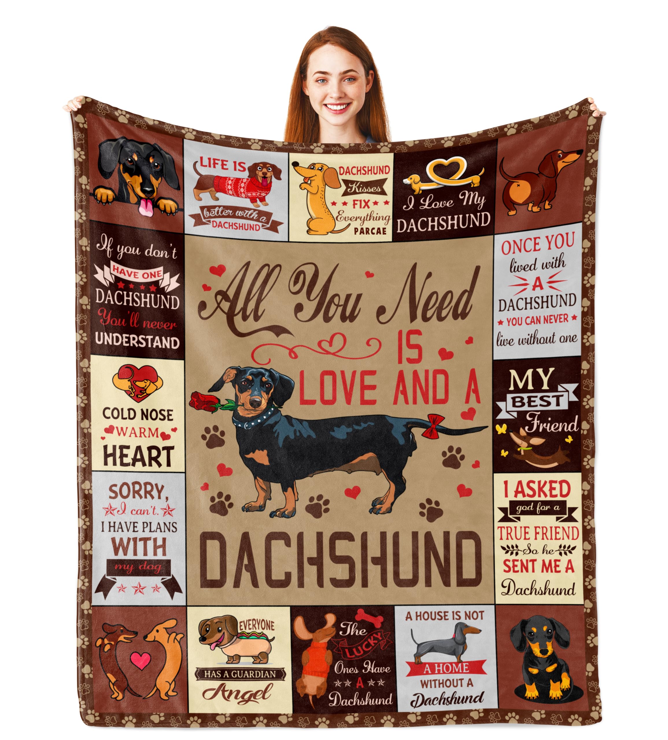Parcae Dachshund Gifts for Women, Sausage Dog Gifts for Women, DachshundMum Lover Gifts Adults, Dachshund Throw Blanket 150X130CM