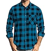 JOGAL Long Sleeve Shirts for Men Plaid Button Down Shirt Mens Casual Cotton Button Up Pocket Shirt