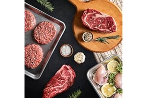 MeatWorks USDA Prime Griller's Variety Gift Set – 8 Cuts: Chicken Breasts, Ground Beef Patties, NY Strip & Ribeye Steaks (Approx. 6.5 lb) – Meat Sampler & Gift for Men