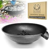 U-nitt 12" Spill Bowl Downspout Catch Basin for Rain Chain Anchoring &amp; Stake | Rainwater Collection for Roof |Gutter Catch Basin | Good for Water Fountain &amp; Birdbath | Black | Handles Heavy Rain