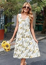 Zeagoo Women Summer Swing Midi Tunic Dress with