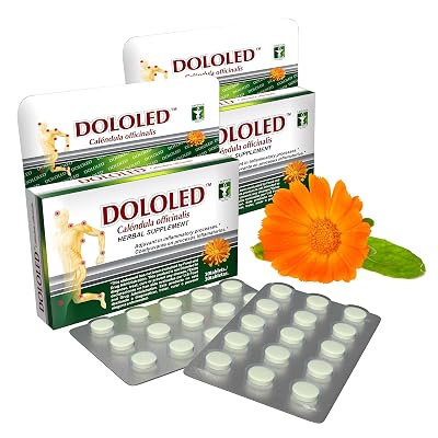 DOLOLED Calendula Officinalis 2 Pack 30 Tablets, Total 60 Tablets 150 mg Each Tablet, for All Types of Pain, Anti-inflammatory, 100% Natural,