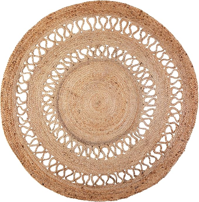 KASA Jute Braided Rug, Round, 47 Inches (120 Centimeters