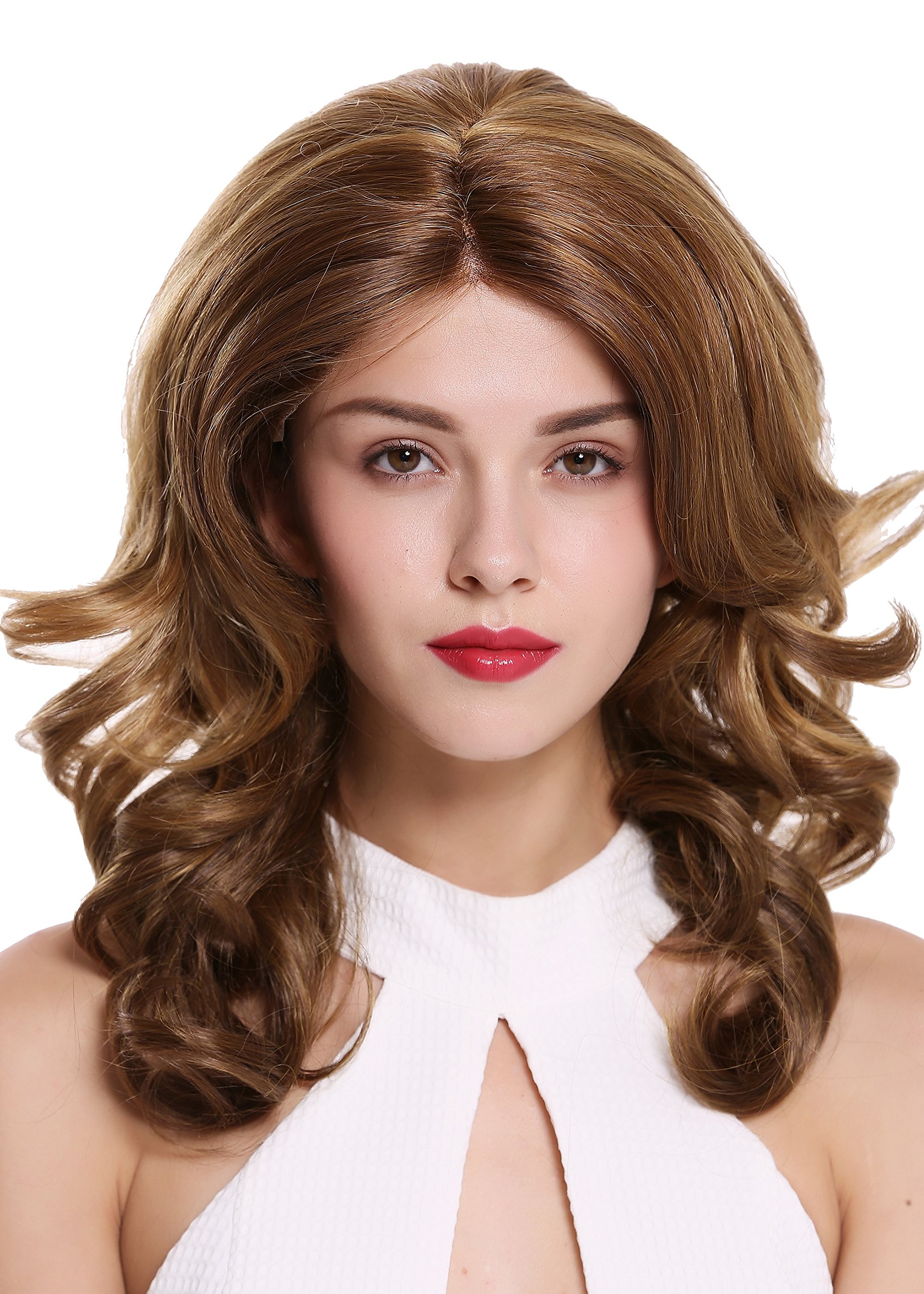 WIG ME UP - DW2729-MF-DX2216 Quality women's wig lady lace front monofilament long voluminous parting wavy brown blonde highlights