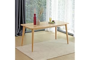 Livinia Aslan 59" Malaysian Oak Rectangular Wooden Dining Table/Large Solid Wood Kitchen Desk (Natural Oak)