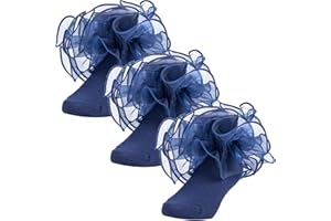 Dicry Baby Girls Double Lace Turn Cuff Socks with Big Ruffle for Infant Toddlers and Kids