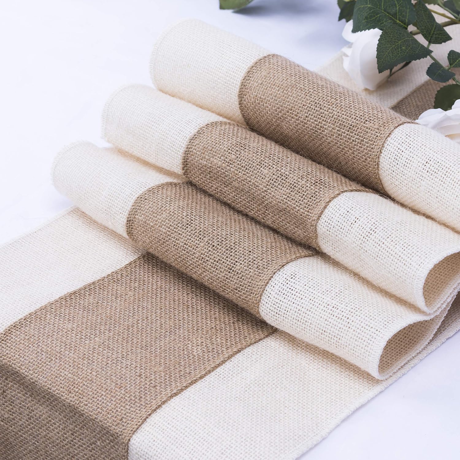 Burlap Table Runner Farmhouse Style 108 inches Long 12" Wide Natural Jute Table Runners Rustic