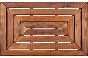 NORDIC STYLE TEAK Nordic Style Premium Teak Shower and Bath Mat for Indoor and Outdoor Use - Non-Slip Wooden Platform for Spa, Sauna, Pool, Hot Tub - Flooring Decor and Protector (31.4" x 19.6", Oiled Finish)