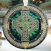 TEEBIM Irish Christmas Ornaments, Ireland Christmas Ornament 2025 - Ireland Notre Dame Ornament for Tree - Irish Gifts for Women, Blessing Cross Gifts - Ceramic Ornament 2025
