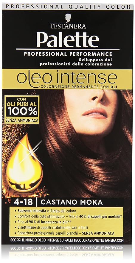 Schwarzkopf Palette Oleo Intense Colorazione Permanente Senza Ammonianca Con Doppio Olio Attivatore 4 18 Castano Moka