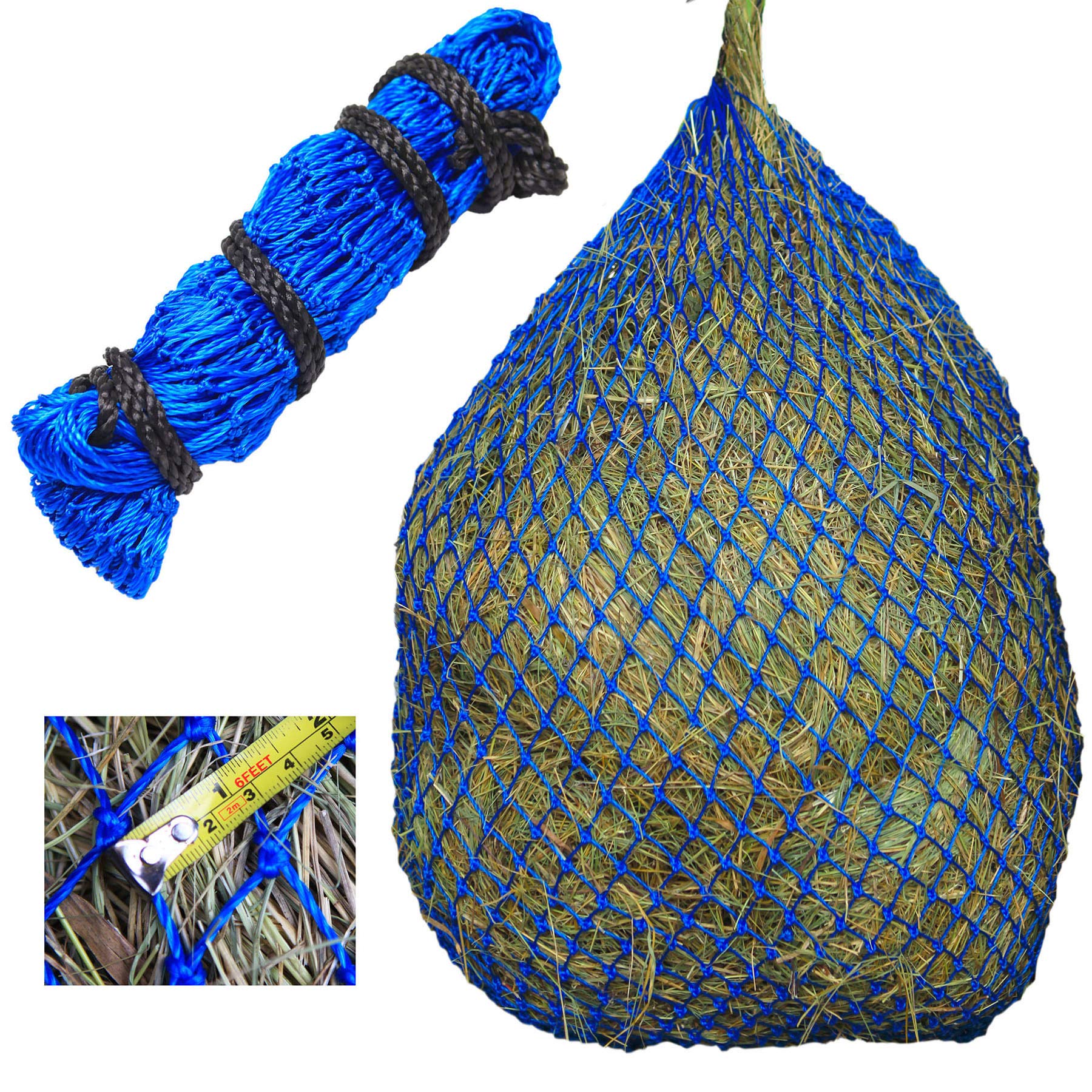 T TEKE Ultra Slow Hay Feeder Hay Net, 39 Inch Length with 1 inch ± 1/4 Inch Feeding Holes, Horse Accessories, Hay Bags for Horses, Goats, with Extra Saved Cord