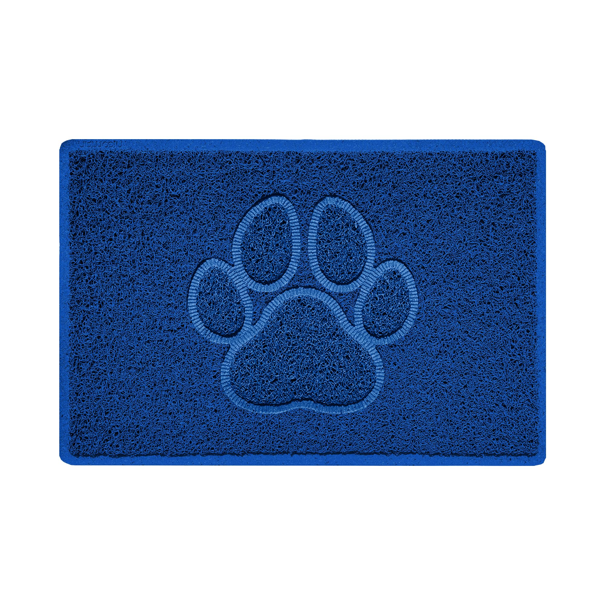 Nicoman Paw Embossed Shape Indoor Outdoor Dirt-Trapper Door Mat Washable Barrier Heavy Duty Doormat - (Watertight Rubber-Back, Small, Blue, 60 x 40cm)