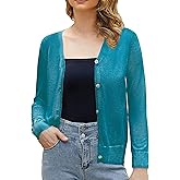 Women's V-Neck Long Sleeve Button Down Lightweight Sweater Soft Knit Cardigan