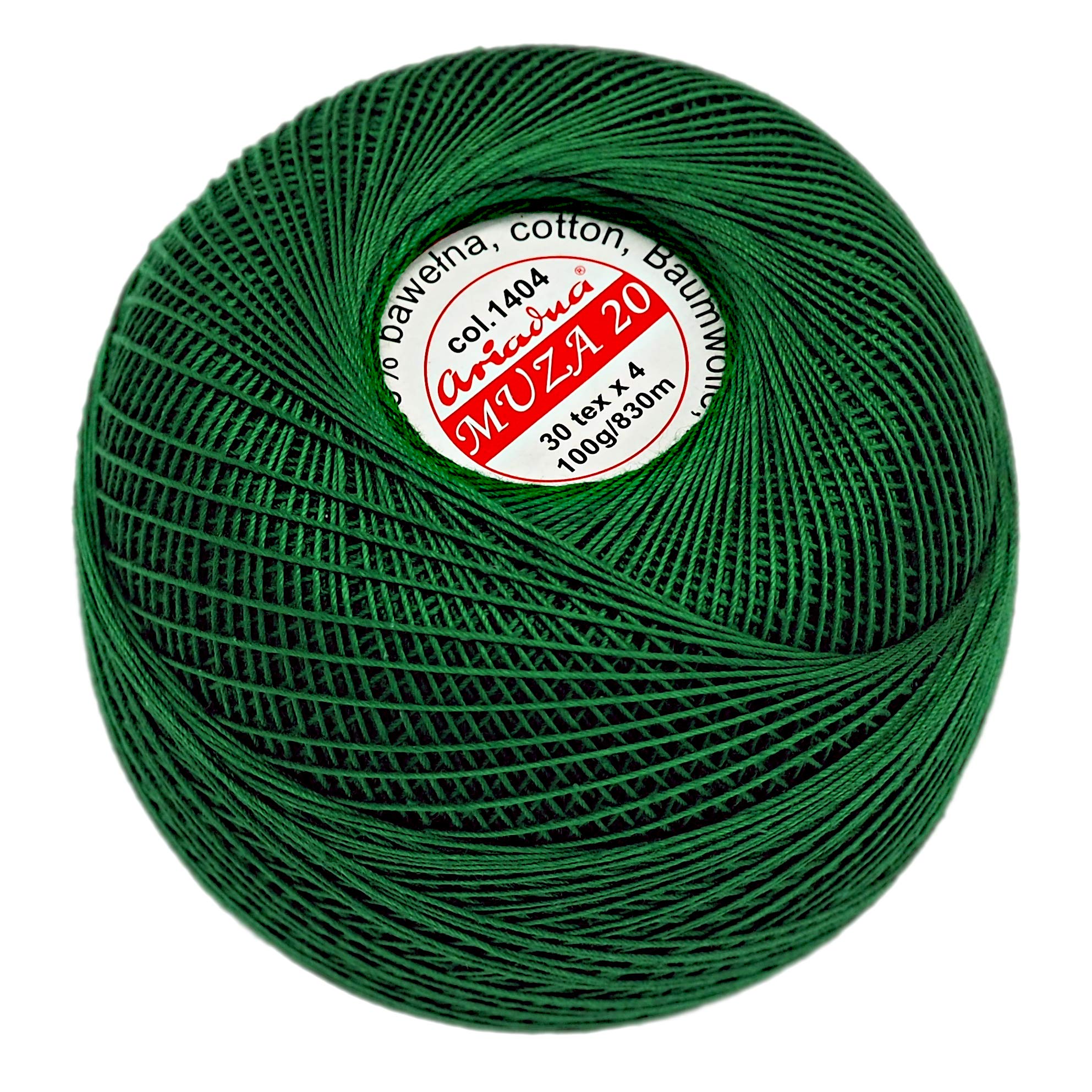 Cotton Crochet Thread Size 20, Fine Yarn (908yd / 830m), Luxurious Feel Crochet and Knitting (3.52oz / 100g) Forest (1404)