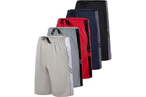 Real Essentials 5 Pack: Boys' Mesh Basketball Athletic Shorts with Pockets – Teen Kids Youth Quick Dry Soccer Running Gym