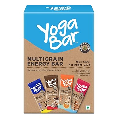 Yogabar Multigrain-Energy Snack Bars Pack - Healthy Diet with Fruits, Nuts, Oats and Millets 