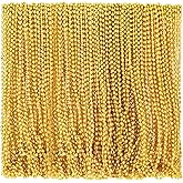Riceshoot 200 Pcs Gold Bead Necklace Bulk Mardi Gras Oval Beads Necklace Party Favors 33" 7mm Metallic Color Beaded Costume Necklaces for Halloween Christmas Festive Event Accessories