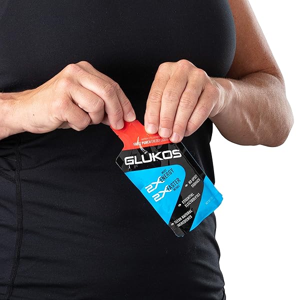 GLUKOS ENERGY GELS FOR RUNNERS 2OZ PACKETS, RUNNING GELS WITH ELECTROLYTES, TRAY OF 12 COUNT