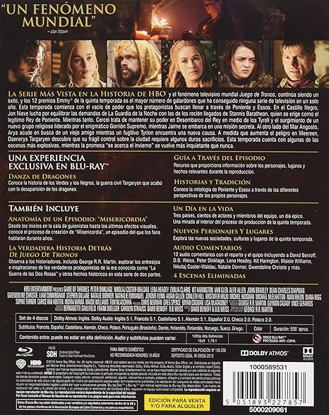 Juego De Tronos Temporada 5 Blu-Ray [Blu-ray]: Amazon.es: Lena ...