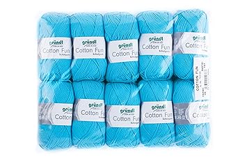 Gründl 762-09 Cotton Fun Wolle, Baumwolle, himmelblau, 27,00 x 11,00 x 07,00 cm