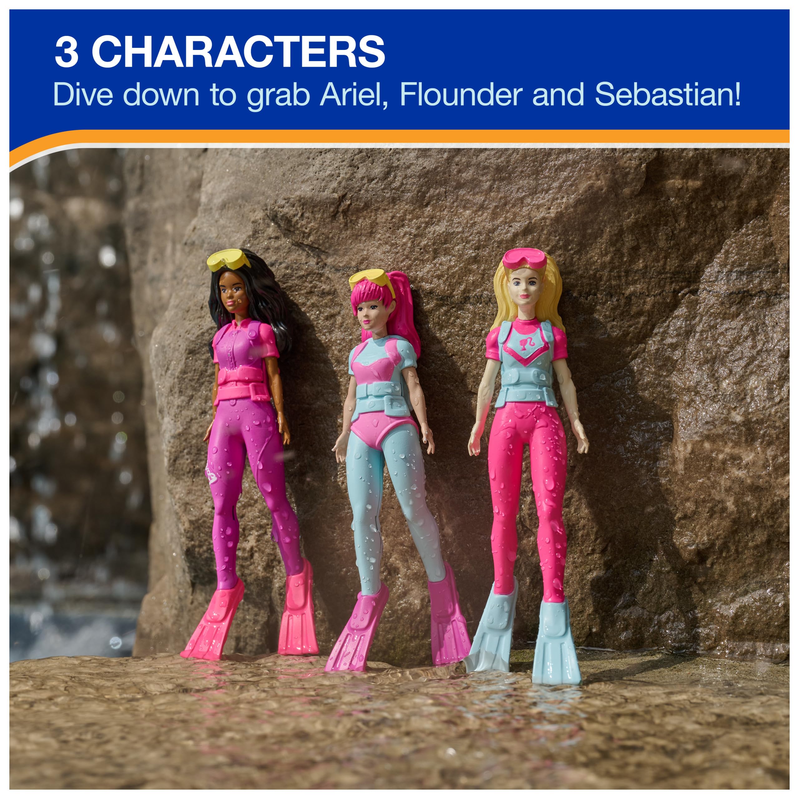 SwimWays Barbie Dive Characters 3-Pack, Swimming Pool Accessories & Kids Pool Toys, Pool Party Supplies & Water Toys for Kids Aged 5 & Up